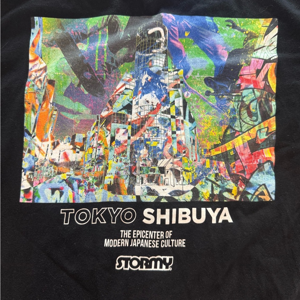 Stormy Tokyo Black Graphic T-Shirt